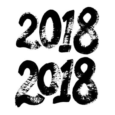 Tebrik kartı Çin Kaligrafi ile 2018 mutlu yeni yıl için yazı elle çizilmiş