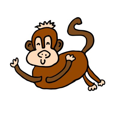 Beyaz arka plan üzerinde izole sevimli maymun