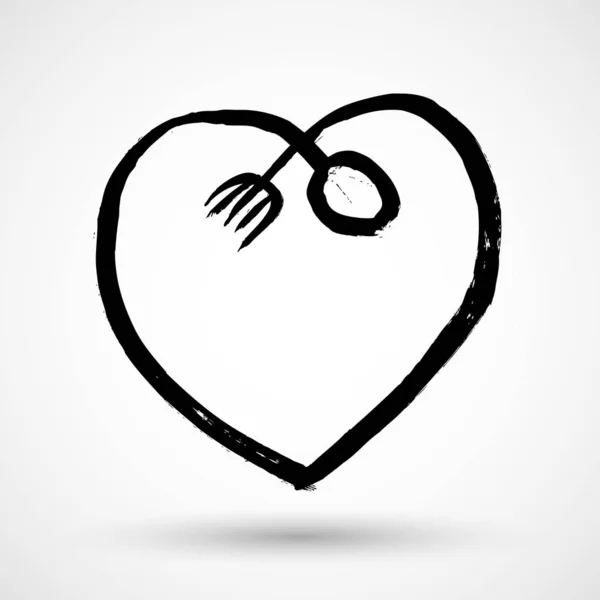 Love Food Heart Grunge Icon — Stock Vector