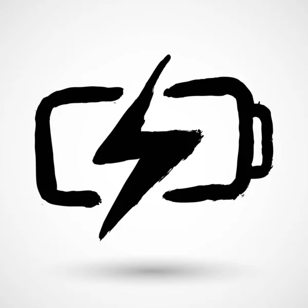 グランジ バッテリー ロゴ手に描画スタイル — ストックベクタ