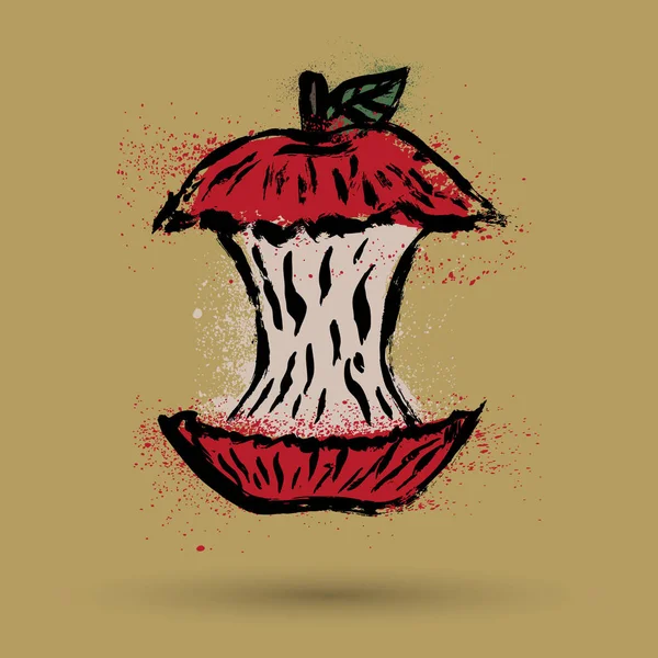Tige Pomme Rouge Unique Sur Fond Beige — Image vectorielle
