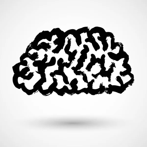 Grunge Cerveau Isolé Sur Fond Blanc — Image vectorielle