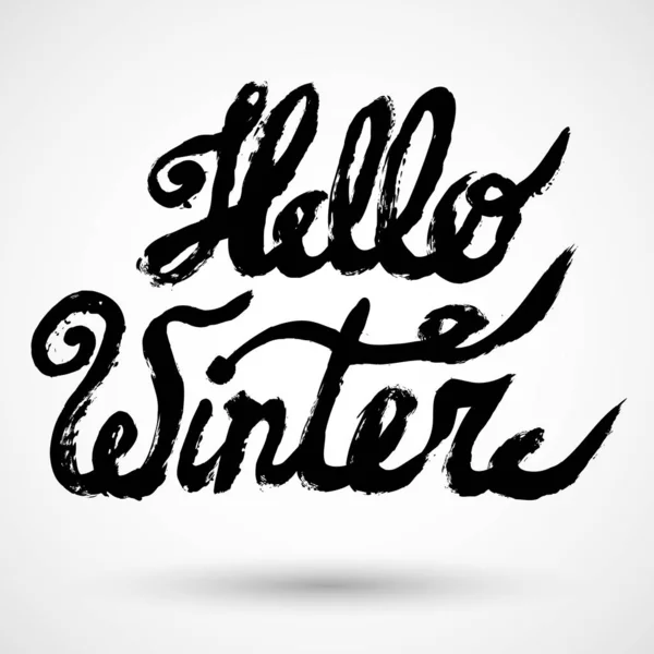 Γεια Σας Χειμώνα Κείμενο Βούρτσα Γράμματα — Διανυσματικό Αρχείο