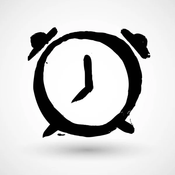 Alarm Clock Grunge Icon Isolated White Background — Stock Vector