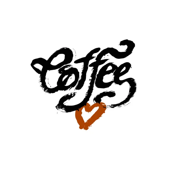 Café Con Tarjeta Corazón Caligrafía Moderna — Archivo Imágenes Vectoriales