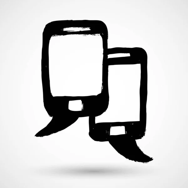 Smartphone Enheter Med Tal Bubblor Koncept Över Vit Bakgrund — Stock vektor