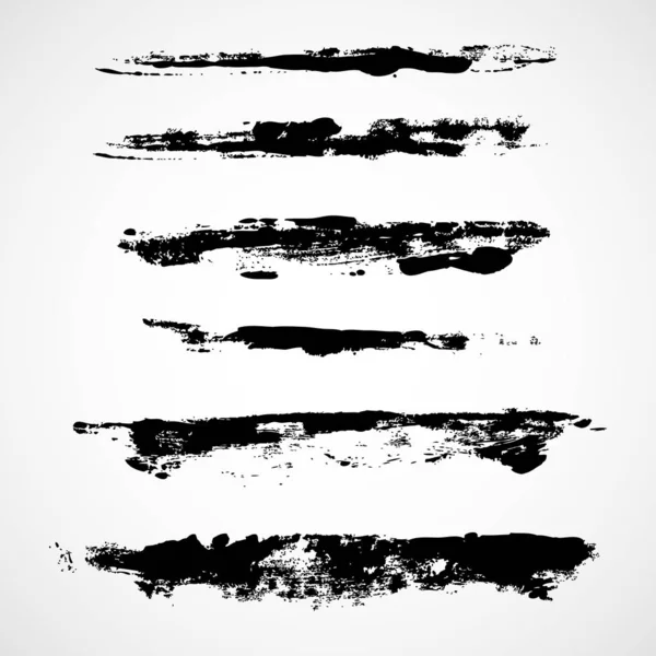 Jeu Pinceaux Grunge Traits Abstraits Dessinés Main — Image vectorielle