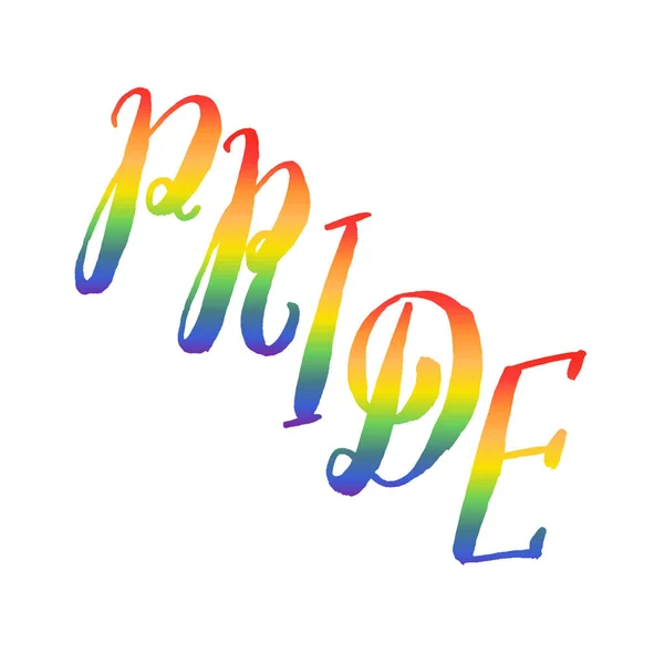 Trots Regenboog Word Geïsoleerd Een Witte Achtergrond Aquarel Belettering Gay — Stockvector