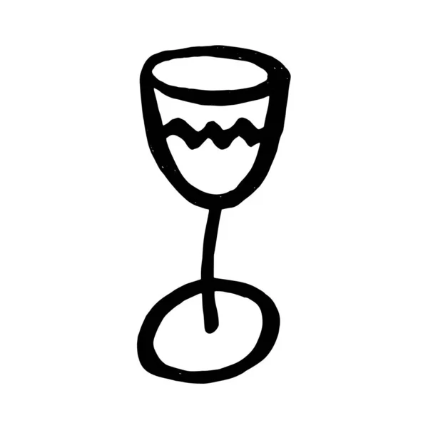 Ποτήρι Κρασιού Doodle Εικονίδιο Που Απομονώνονται Λευκό Φόντο — Διανυσματικό Αρχείο