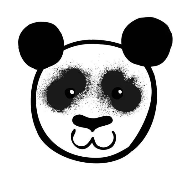 Tecknade Svartvita Panda Bear Ansikte — Stock vektor