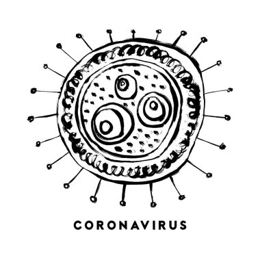 Coronavirus Bakteri Hücre Simgesi, 2019-nCoV Roman Coronavirus Bakterisi. Enfeksiyon yok ve Coronavirus Kavramını Durdur. Çin 'de tehlikeli Coronavirus hücresi, Wuhan. İzole Vektör Simgesi