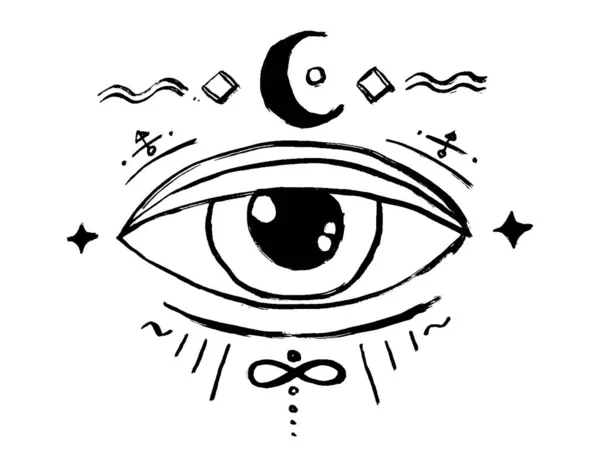 Blackwork Tattoo Flash Eye Providence Masonic Symbol All Seeing Eye — Stock Vector