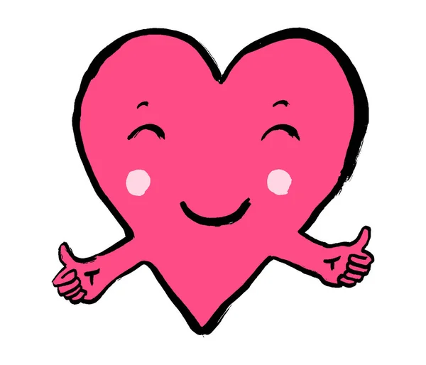 Vector Illustration Abstract Funny Pink Heart Thumbs Gesture Your Design — Stock Vector