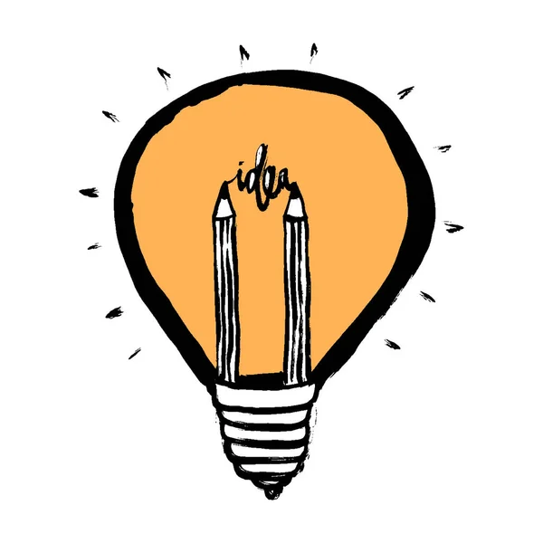 Idéia Criativa Ilustração Ícone Vetor Lâmpada Lápis Conceito Ícone Negócios — Vetor de Stock