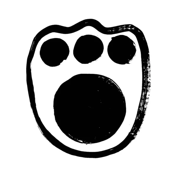 Paw Print Icoon Grunge Handgetekende Stijl Vector Cartoon Doodle Illustratie — Stockvector
