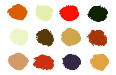 Güzel renk grunge tasarım elementleri. Soyut sanatsal fırça darbeleri, retro vintage palet, renk örnekleri, grunge sanat, izole tasarım elementleri.