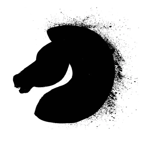 Silhouette Vectorielle Une Tête Cheval Logo Animal Icône Illustration Gribouillée — Image vectorielle