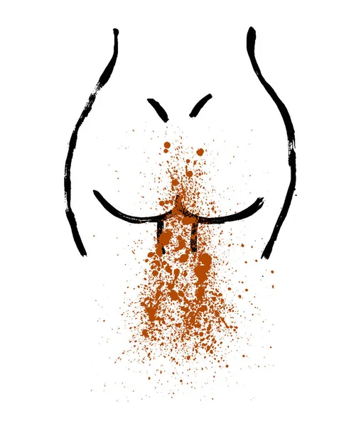 Diarré Koncept Matförgiftning Magont Problem Vektor Platt Grunge Illustration Karaktär — Stock vektor