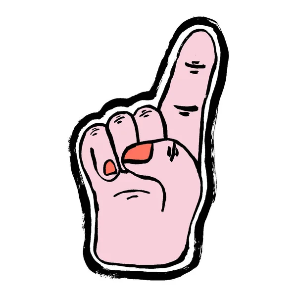 人差し指を持ち上げ持ち上げる若い人の手を描いた 1つは 活力の手ジェスチャースケッチコンセプトロゴベクトルイラスト 白を基調とした独立したデザイン — ストックベクタ