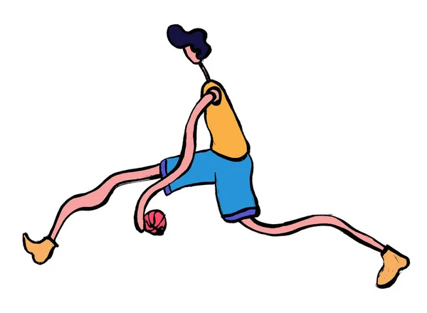 Vektor Illustration Eines Cartoon Basketballspielers Gekritzelte Handzeichnungen Grunge Tinte Illustration — Stockvektor