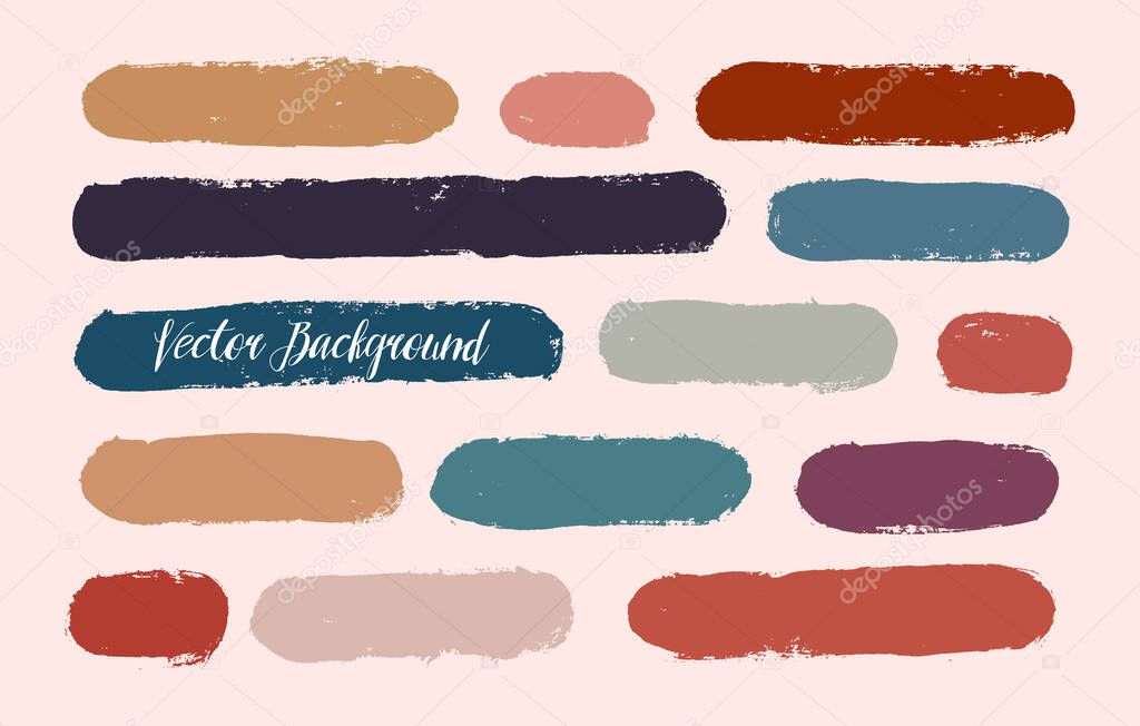 Set - watercolor brush strokes in grunge style - multicolored bright on white background - isolated - art creative modern abstract vector