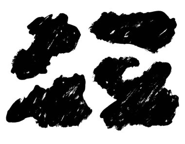 Siyah fırça mürekkep şekilli vektör seti. Düzenlenebilir izole elemanlar. Grunge fırçaları senin tasarımın için. Serbest yazım. Suluboya sıçraması. Akrilik damga.