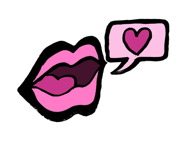 Sexy Labios Rosados Dicen Palabras Románticas Globos Que Hablan Que — Archivo Imágenes Vectoriales