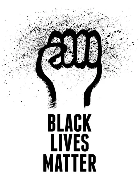 黑人的生命很重要人类的手Fist长大了在白色上分离的Grunge手绘风格矢量图解 海报设计 — 图库矢量图片