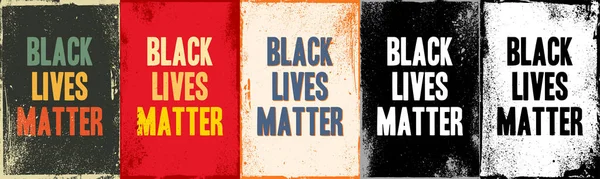 Siyahların Hayatları Farklı Arka Planlardaki Kartlara Harflerle Yazılır Etiket Yama — Stok Vektör