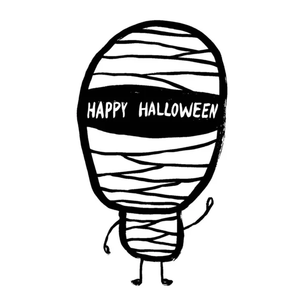 Doodle Vector Cartoon Mummy Halloween Celebration Character Design — Stock Vector
