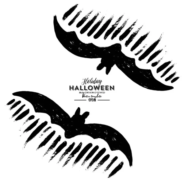 Bat Silhouette Decoration Halloween Scary Vampire Vector Symbol Halloween Flying — Stock Vector