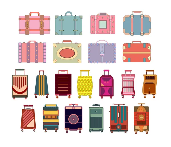 Travel Suitcase Set Isolated White Background Vector Illustration Journey Package — Stock Vector