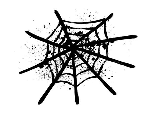 Halloween Spider Web Vector Symbol Icon Design Scary Grunge Ink — Stock Vector