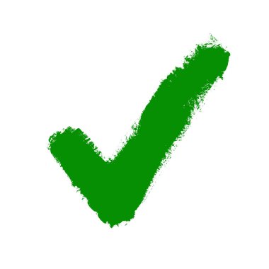 Beyaz arkaplanı kontrol et. Tik simgesi grunge biçimi, vektör illüstrasyonu.