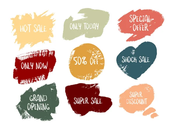 Grunge Sale Badge Collection Discount Price Offer Set Place Text — Stock Vector