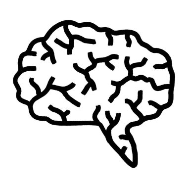 Grunge Beyin ikonu ve grunge tasarımı. Plastik mühür sahteleri ve filigranlar için kirli vektör çizelgesi. Taslak etiketi sembolü.