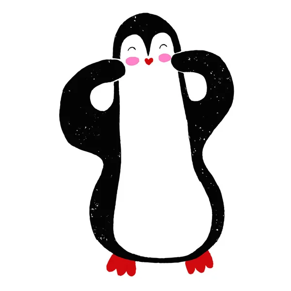 Cartoon Vector Penguin Ikona Izolované Bílém Pozadí — Stockový vektor