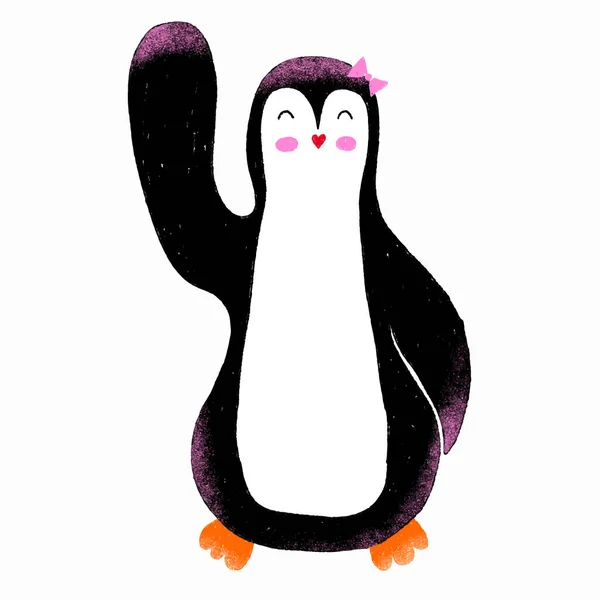 Roztomilá Ilustrace Tučňáka Vtipné Kreslené Zvíře Lze Použít Pro Děti — Stockový vektor