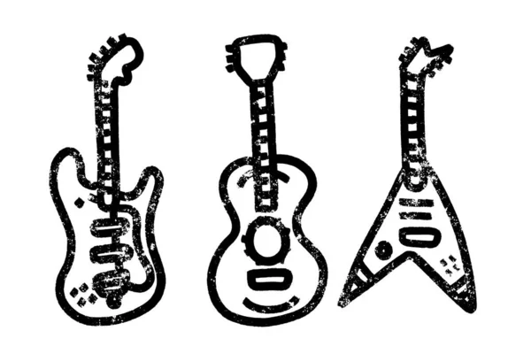 Modelo Guitarra Estilo Vintage Ícone Música Logotipo Para Marca Loja — Vetor de Stock