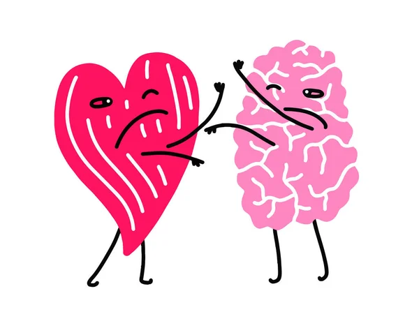 Cœur Qui Combat Cerveau Illustration Vectorielle Avec Des Couleurs Plates — Image vectorielle