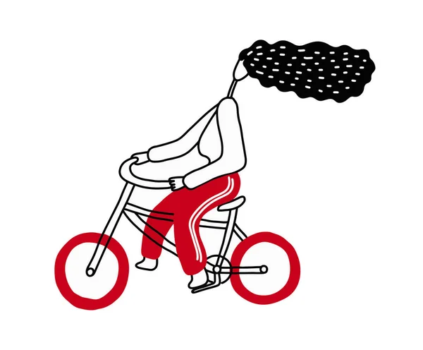 Ευτυχισμένος Κορίτσι Βόλτες Ποδήλατο Vector Εικονογράφηση — Διανυσματικό Αρχείο