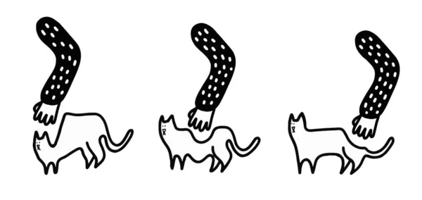 Векторний Персонаж Мультфільм Мила Рука Намагається Тримати Кота Власник Кішки — стоковий вектор