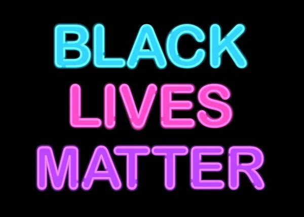 黑人的生命很重要 霓虹灯招牌 结束社交媒体的种族主义横幅 字体矢量插图在发光的霓虹灯风格 打字反对警察滥用职权 — 图库矢量图片