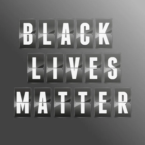 黑人生活很重要的现代标志 设计理念 黑色背景上的黑白文字 翻转记分板字母 排泄机械面板 — 图库矢量图片
