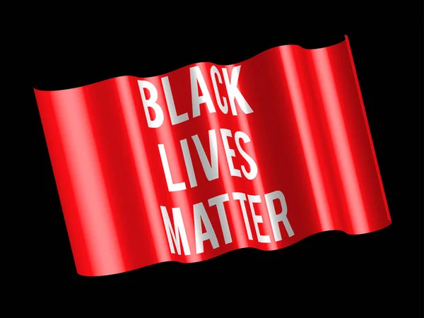 Viețile Negre Contează Text Alb Steagul Roșu Fluturând Fundal Negru — Vector de stoc