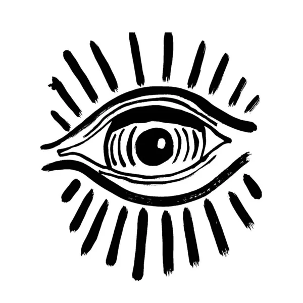 Blackwork Tattoo Flash Eye Providence Masonic Symbol All Seeing Eye — Stock Vector