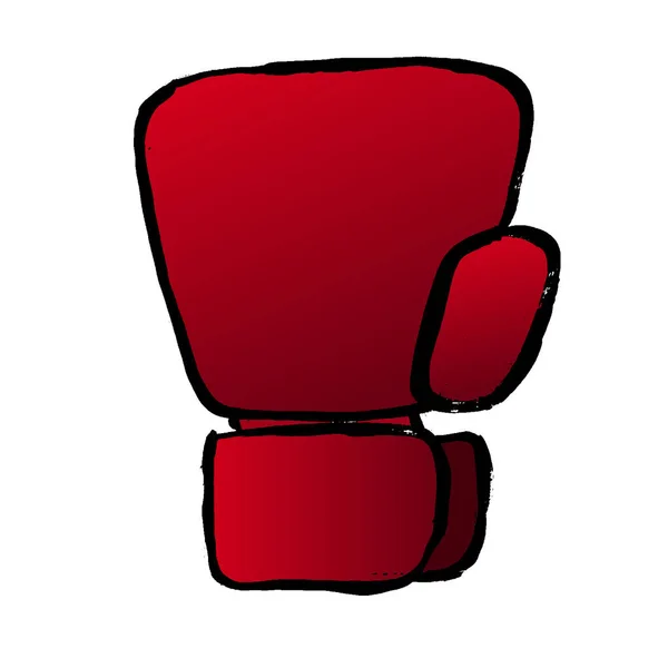 Rote Boxhandschuh Ikone Frontansicht Isolierte Doodle Vektorillustration Grunge Vorlage Für — Stockvektor