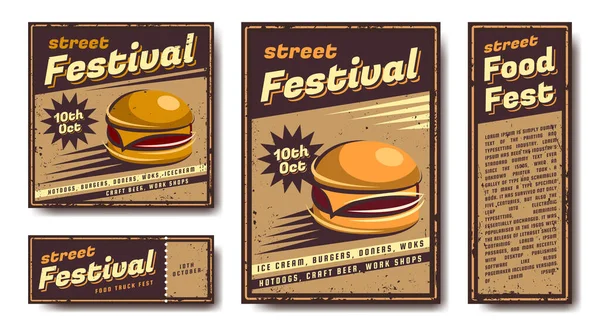 Fastfood retro affiche. — Stockvector