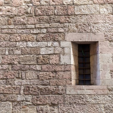 taş duvar, arka plan için kemerli pencere