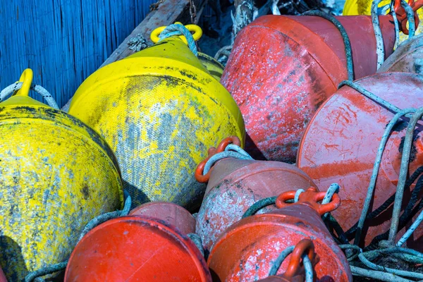 Buoy Some Colored Devices Moor Boats — Stock Photo, Image